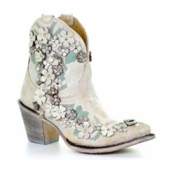 Hot Sale π Corral π© Women's Floral Overlay Booties - Round Toe White β¨