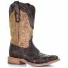 Flash Sale 🤩 Corral Men's Honey Embroidered Western 🥾 Boots - Broad Square Toe Brown 🔥