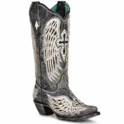 Best reviews of 🔔 Corral 👩 Women's Black Cross & Wings Overlay Western 🥾 Boots - Snip Toe 🎉