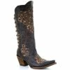 Best Pirce ✔️ Corral 👩 Women's Inlay And Straps Cowgirl 🥾 Boots - Snip Toe Black 🤩