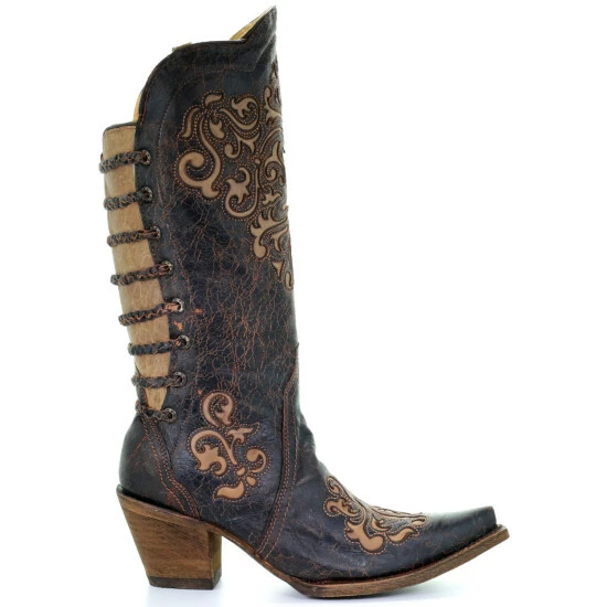 Best Pirce βοΈ Corral π© Women's Inlay And Straps Cowgirl π₯Ύ Boots - Snip Toe Black π€© - Image 2