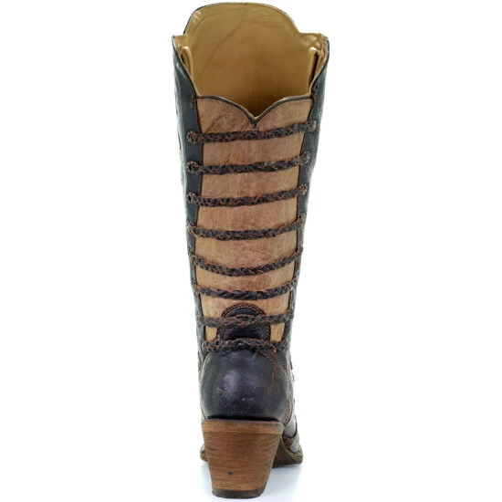 Best Pirce βοΈ Corral π© Women's Inlay And Straps Cowgirl π₯Ύ Boots - Snip Toe Black π€© - Image 5