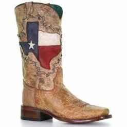 Wholesale 🔥 Corral 👩 Women's Texas Flag Shaft Western 🥾 Boots - Broad Square Toe Brown 🥰