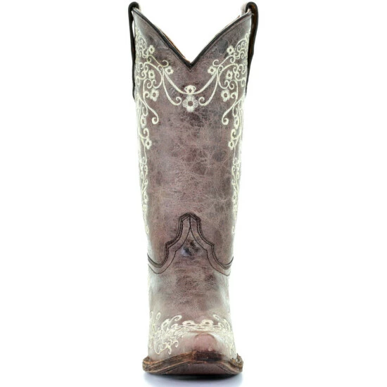 Brand new ๐ Corral ๐ง Girls' Crater Bone Embroidered Cowgirl Boot - Snip Toe Brown ๐ฅ - Image 4