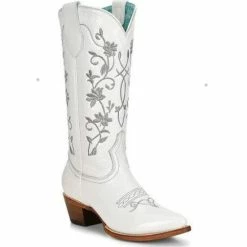 Discount 🛒 Corral 👩 Women's Floral Embroidered Patent Leather Western 🥾 Boots - Pointed Toe White ✨