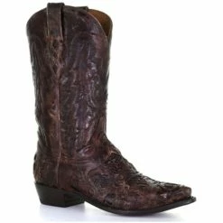 Deals 😍 Corral Men's Brown Exotic Alligator Inlay Western 🥾 Boots - Snip Toe 👍