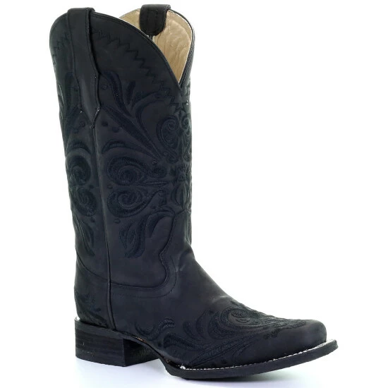 Buy ❤️ Circle G 👩 Women's Black Embroidery Western 🥾 Boots - Square Toe 😀