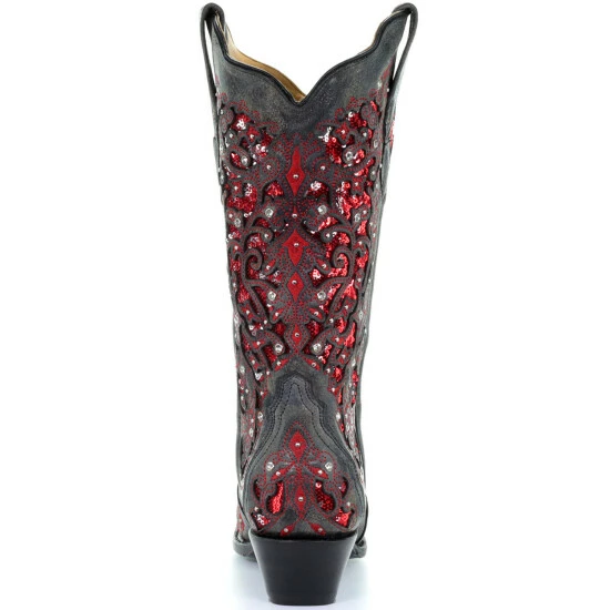 Best reviews of ๐ Corral ๐ฉ Women's Crystal And Red Sequin Inlay Cowgirl ๐ฅพ Boots - Snip Toe Black โ - Image 5