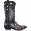 Best deal ⌛ Corral Men's Exotic Python Skin Inlay Western 🥾 Boots - Snip Toe Black/white ✨