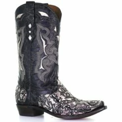Best deal ⌛ Corral Men's Exotic Python Skin Inlay Western 🥾 Boots - Snip Toe Black/white ✨