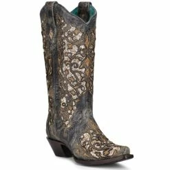 New π Corral π© Women's Black Inlay & Studs Western π₯Ύ Boots - Snip Toe β€οΈ