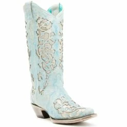 Best reviews of π₯° Corral π© Women's Glitter Inlay Western π₯Ύ Boots - Snip Toe Light Blue π