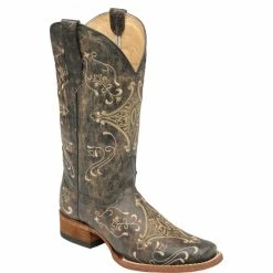 New ๐งจ Circle G Diamond Embroidered Cowgirl ๐ฅพ Boots - Square Toe For ๐ฉ Women Black โ