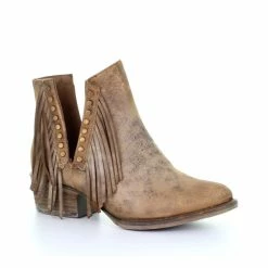 Brand new โญ Circle G ๐ฉ Women's Brown Studded Fringe Booties - Round Toe โจ