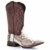 Best deal 🤩 Circle G Men's Exotic Python Skin Western 🥾 Boots - Square Toe Brown ❤️