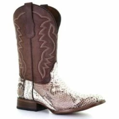 Best deal 🤩 Circle G Men's Exotic Python Skin Western 🥾 Boots - Square Toe Brown ❤️