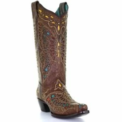 Buy ๐ฅ Corral ๐ฉ Women's Butterfly Inlay & Embroidery Western ๐ฅพ Boots - Snip Toe Brown ๐ฅฐ