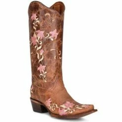 Wholesale 🎁 Corral 👩 Women's Floral Embroidered Tall Western 🥾 Boots - Snip Toe Sand 🔔