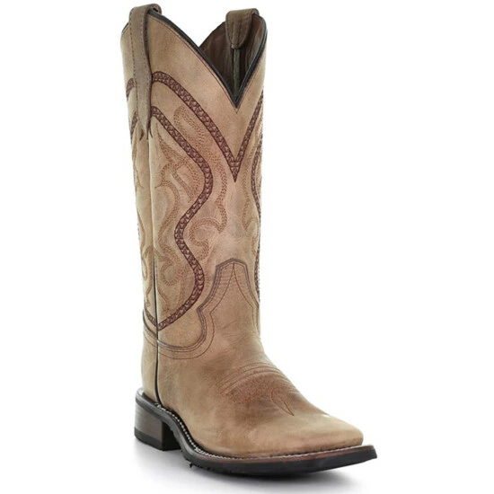 New ❤️ Corral 👩 Women's Saddle Tan Embroidered Leather Western Boot - Wide Square Toe 😍