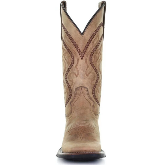 New ❤️ Corral 👩 Women's Saddle Tan Embroidered Leather Western Boot - Wide Square Toe 😍 - Image 4