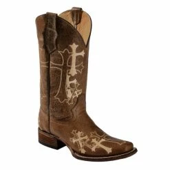 Discount π Circle G π© Women's Cross Embroidered Cowgirl π₯Ύ Boots - Square Toe Chocolate β¨