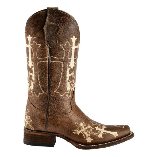 Discount ๐ Circle G ๐ฉ Women's Cross Embroidered Cowgirl ๐ฅพ Boots - Square Toe Chocolate โจ - Image 2