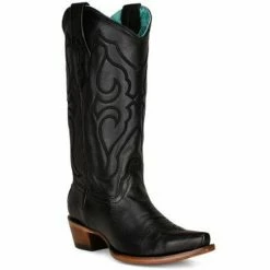 Cheapest 🔥 Corral 👩 Women's Matching Stitch Pattern & Inlay Western 🥾 Boots - Snip Toe Black 😍