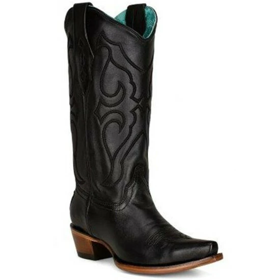 Cheapest 🔥 Corral 👩 Women's Matching Stitch Pattern & Inlay Western 🥾 Boots - Snip Toe Black 😍