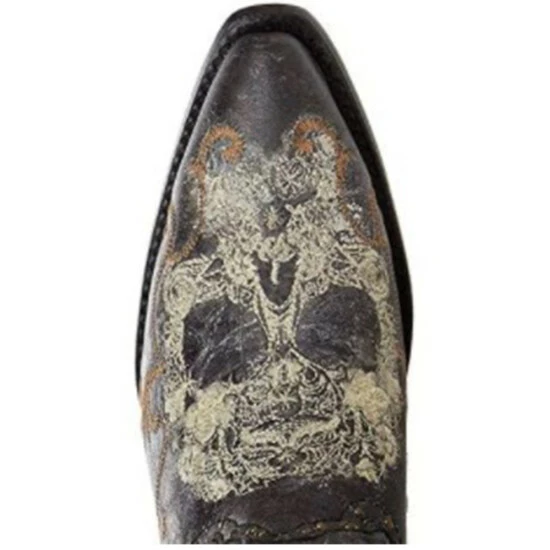 Discount โ Corral ๐ฉ Women's Floral Skull Embroidery & Studs Cowgirl ๐ฅพ Boots - Snip Toe Black ๐ - Image 6