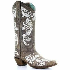 Top 10 ⌛ Corral 👩 Women's Glow White Embroidered Western 🥾 Boots - Snip Toe Brown 🧨