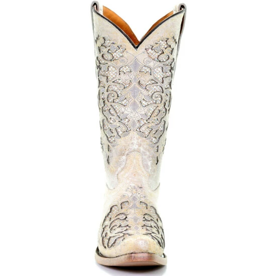Best Pirce β Corral π§ Girls' White Glitter Inlay π₯Ύ Boots - Snip Toe π - Image 4