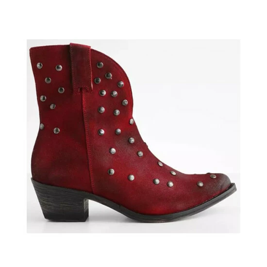 New π Corral π© Women's Studded Leather Fashion Booties - Pointed Toe Red π - Image 2