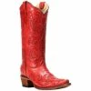 Discount 🎁 Circle G Red Leather Cowgirl 🥾 Boots - Snip Toe For 👩 Women ⭐