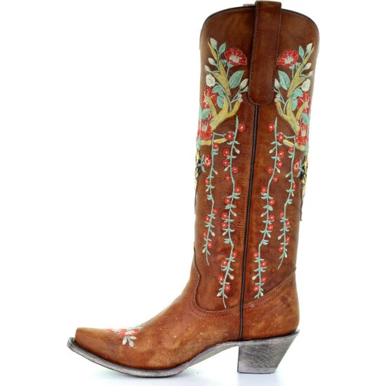 Buy โจ Corral ๐ฉ Women's Deer Skull & Floral Embroidery Cowgirl ๐ฅพ Boots - Snip Toe Tan ๐ - Image 4