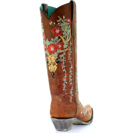 Buy โจ Corral ๐ฉ Women's Deer Skull & Floral Embroidery Cowgirl ๐ฅพ Boots - Snip Toe Tan ๐ - Image 7