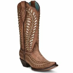Cheapest 😍 Corral 👩 Women's Tan Inlay Western 🥾 Boots - Pointed Toe 🔥