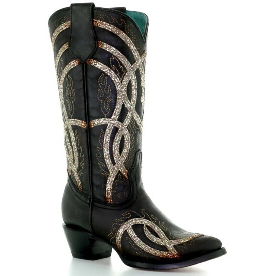 Best reviews of β Corral π© Women's Glitter Overlay Western π₯Ύ Boots - Pointed Toe Black π