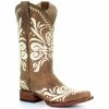 Wholesale 🔥 Circle G 👩 Women's Tan Embroidery Western 🥾 Boots - Square Toe ✨