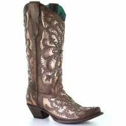 Wholesale 🔔 Corral 👩 Women's Brown Metallic Inlay Western 🥾 Boots - Snip Toe 🌟