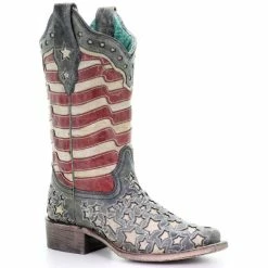Buy 🔔 Corral 👩 Women's Blue 👖 Jeans Stars & Stripes Western 🥾 Boots - Square Toe 😍