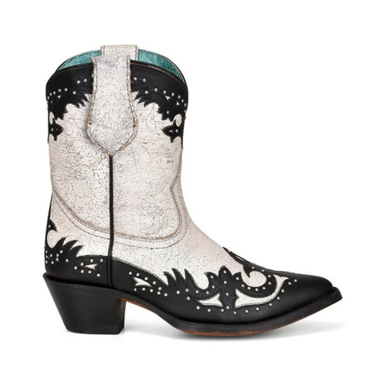 Budget 🔔 Corral 👩 Women's Black Overlay & Studs Western 🥾 Boots - Round Toe Black/white 😀 - Image 2
