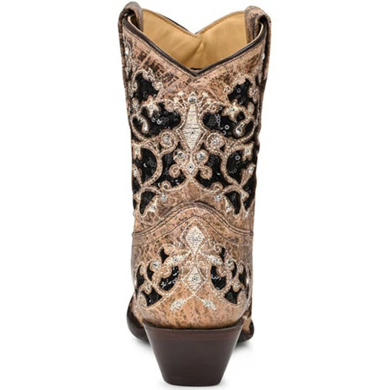 Cheapest ๐ Corral ๐ฉ Women's Brown Inlay Western Booties - Snip Toe ๐ฅฐ - Image 4