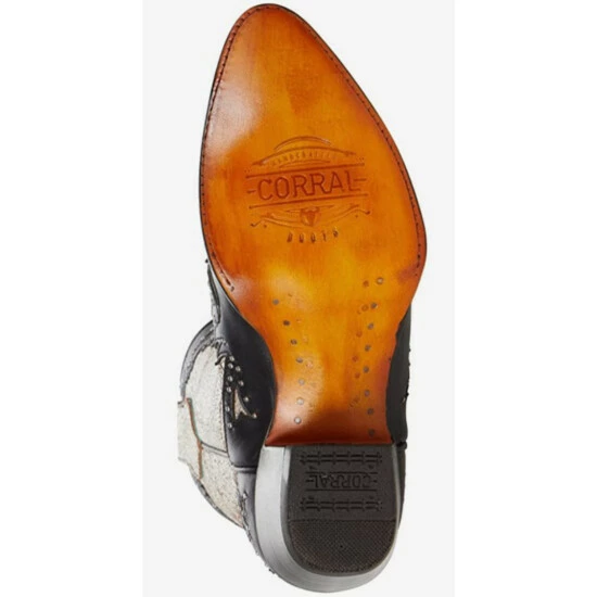 Budget 🔔 Corral 👩 Women's Black Overlay & Studs Western 🥾 Boots - Round Toe Black/white 😀 - Image 6