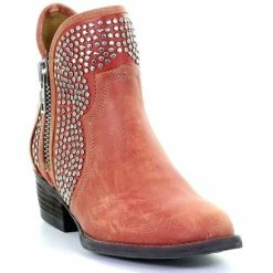 Best Sale ๐ Circle G ๐ฉ Women's Studded Booties - Round Toe Orange ๐