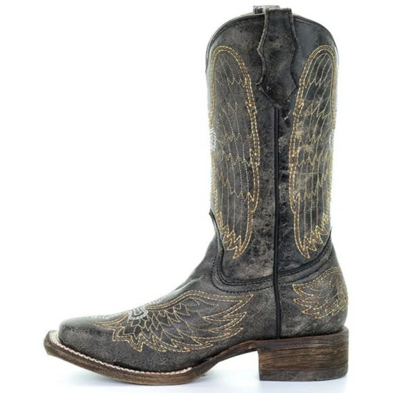 Flash Sale ๐คฉ Corral Youth Boys' Goldie Winged Western ๐ฅพ Boots - Square Toe Black ๐ฅฐ - Image 3