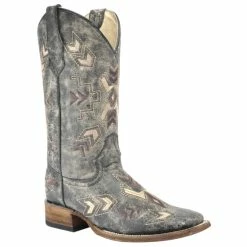 Budget 🔔 Circle G Distressed Black Arrowhead Cowgirl 🥾 Boots - Broad Square Toe For 👩 Women 🤩