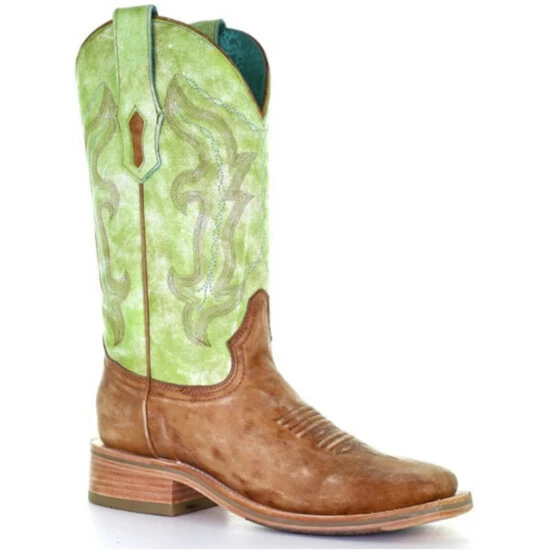 Coupon 🌟 Corral 👩 Women's Sand Green Embroidery Western 🥾 Boots - Broad Square Toe ✔️