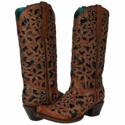 Cheapest 😀 Corral 👩 Women's Black Inlay Western 🥾 Boots - Snip Toe Black/tan 😉