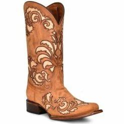 Flash Sale 🥰 Corral 👩 Women's Honey Inlay & Embroidery Tall Western 🥾 Boots - Square Toe 🔥