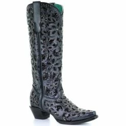 Flash Sale π Corral π© Women's Floral Inlay Western π₯Ύ Boots - Snip Toe Black β